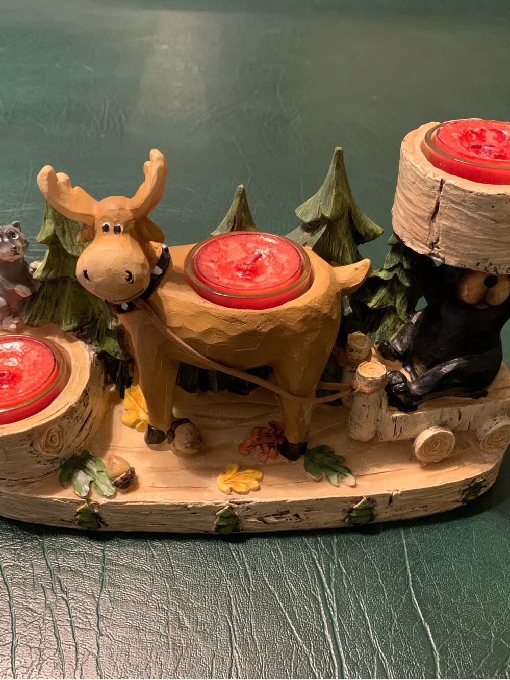 Rustic Moose & Bear & raccoon Tealight Candle Holder – tabletop decor